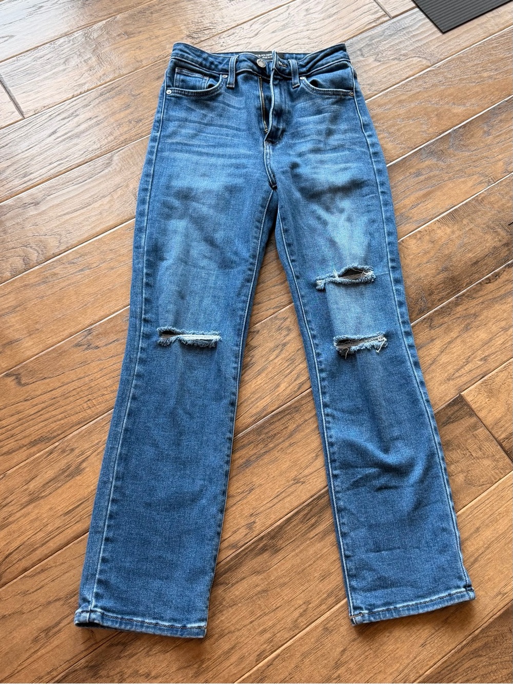 Just Black Distressed Straight-Leg Jeans - Blue Wash